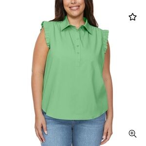 🌸2/$15🌸 Loft Ruffle Sleeve Top Green Size XL